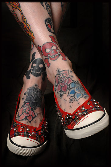 skull head tattoos. Red Devil Head Tattoo Design.